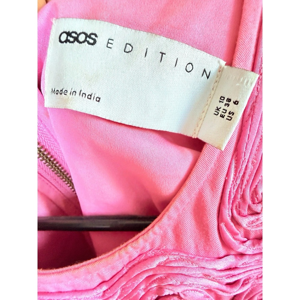 ASOS EDITION Embroidered Satin Cornelli Cut Out Mini Dress Pink Occasion Party - Picture 9 of 16